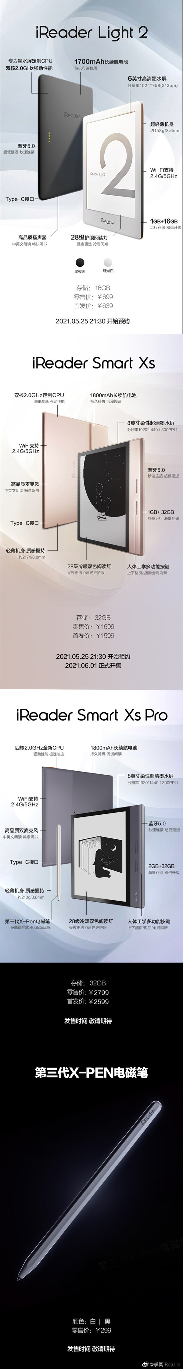 掌阅iReader多款阅读器新品发布! 墨水屏加持 639元起