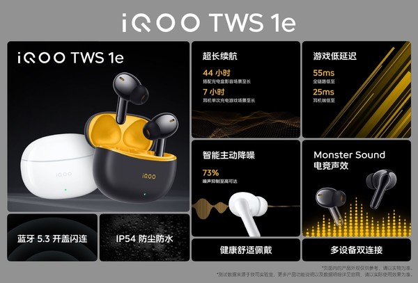 iQOO TWS 1e正式发布 同价位最强续航 售价159元