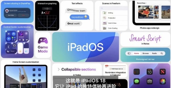 苹果iPadOS 18正式发布：支持数学笔记计算器