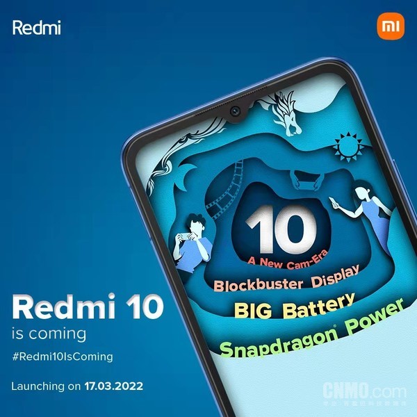 Redmi 10海报曝光：摄像模组吸睛 3月17日印度发布