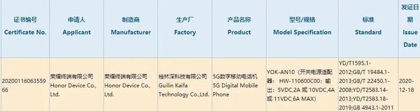 荣耀新机通过3C认证 或是V40 有望支持45W无线快充