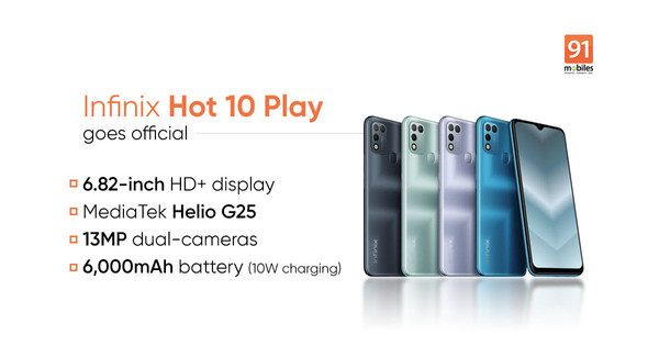 Infinix Hot 10 Play在海外发布 6000mAh电池约700元