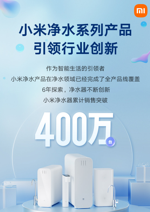 最新战报来了！小米净水器产品累计销售突破400万台