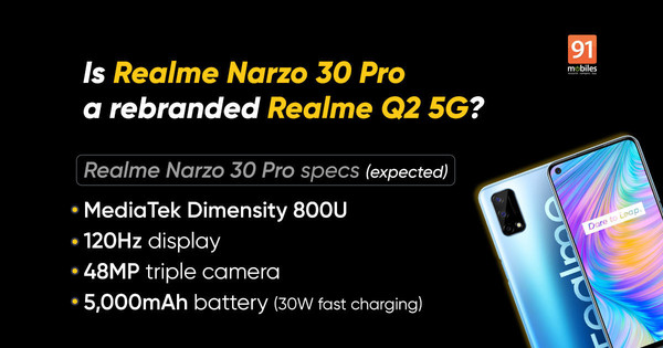 realme Narzo 30 Pro 5G曝光 或为真我Q2 5G的更名版