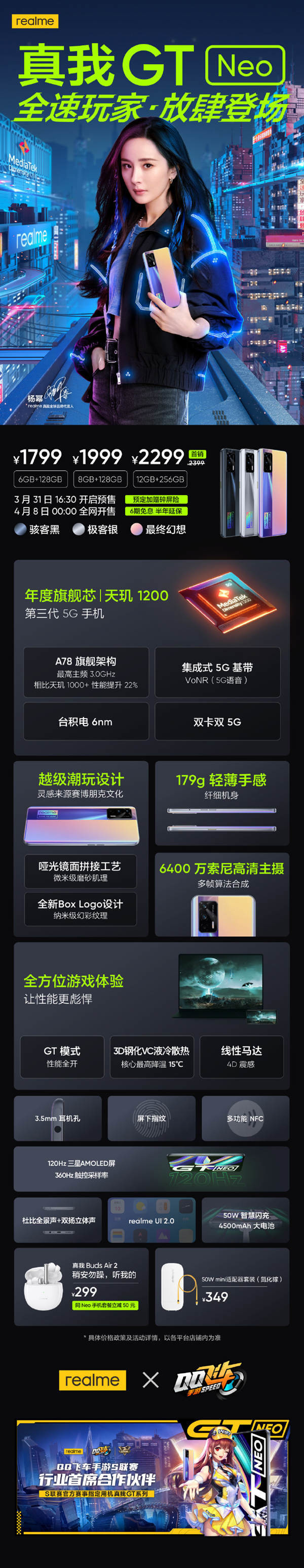 一张图了解realme真我GT Neo：天玑1200芯片1799起