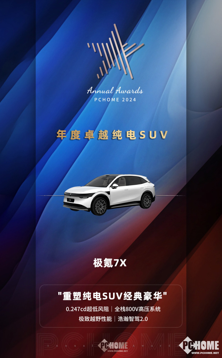 “极氪7X荣膺2024大科技网年度卓越纯电SUV”